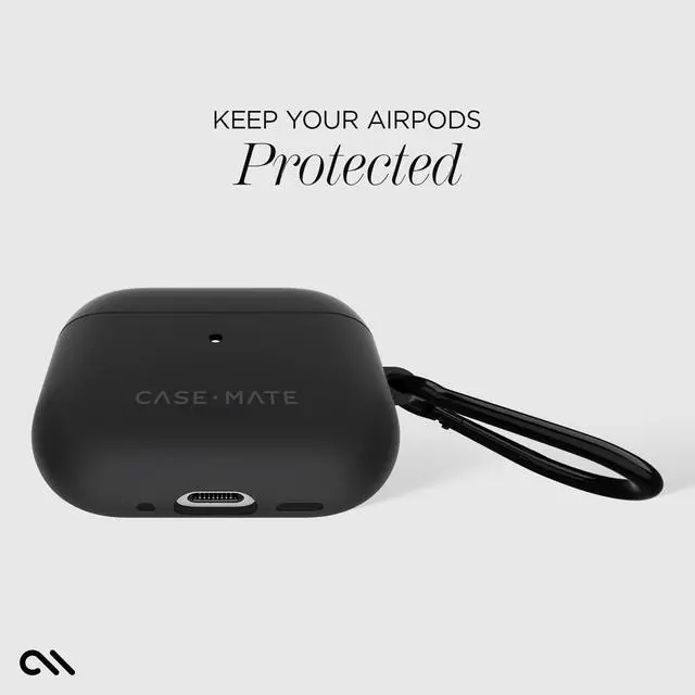 Alt view image 5 of 5 - Tough AirPods Pro 3 Case with Black Carabiner - Black | Rugged Wireless Charging Compatible Case for Keys, Tote, Purse & More - Protective Cover for AirPods Pro 3 with LED Display