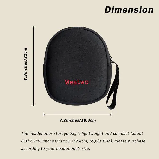 Alt view image 3 of 6 - Headphone Storage Bag for Travel Carrying SBR Lightweight Headset Case | Bag for Foldable Over Ear Headphones/Neckband Earbuds, Fit for Sony, Skullcandy, Plantronics, Bose, Beats, JBL, Sennheiser