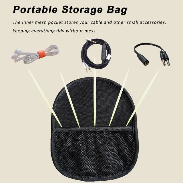 Alt view image 4 of 6 - Headphone Storage Bag for Travel Carrying SBR Lightweight Headset Case | Bag for Foldable Over Ear Headphones/Neckband Earbuds, Fit for Sony, Skullcandy, Plantronics, Bose, Beats, JBL, Sennheiser