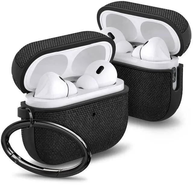 Main image of Urban Fit Designed for AirPods Pro 2 Case (2022/2023) | Premium Fabric, Carabiner Included, Wireless Charging Compatible - Black