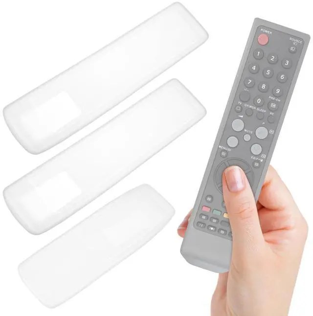 Main image of 3 Pcs Remote Control Covers, Transparent Silicone Dust Covers, Protective Sleeves for Television and Air Conditioner Remotes, Detachable and Washable
