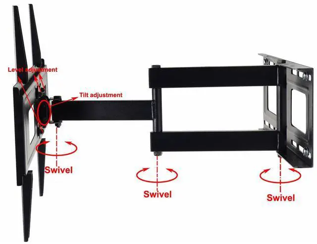 Alt view image 7 of 7 - Mount Articulating TV Wall Mount for 40" 42" 46" 47" 50" 52" 55" 58" 60" 62" 63" 65" 75" LCD LED Plasma Flat Panel TV with VESA from 200x100 to 400x400, 600x400mm MW365BBM7 BM7