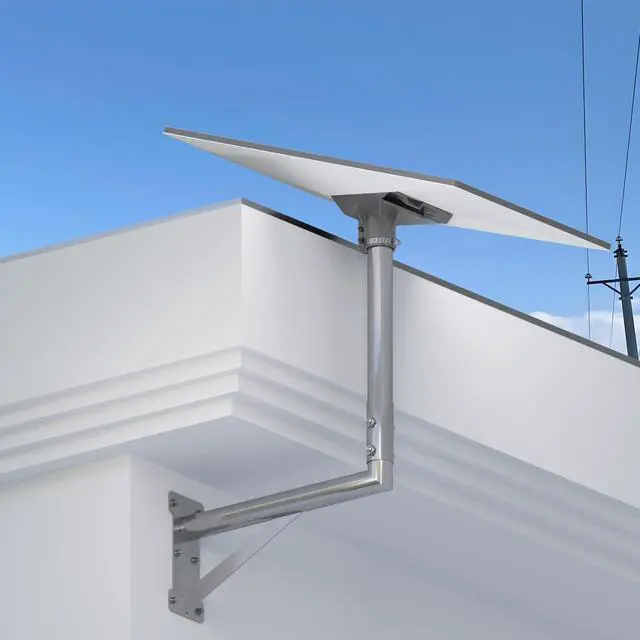 Alt view image 2 of 6 - Starlink Mount Gen 3 Standard Wall Mount with Pipe Adapter 20° Tilted | Stainless Steel Heavy-Duty L-Pole with Hardware Kit