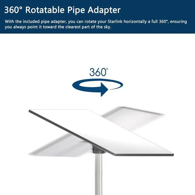 Alt view image 5 of 6 - Starlink Mount Gen 3 Standard Wall Mount with Pipe Adapter 20° Tilted | Stainless Steel Heavy-Duty L-Pole with Hardware Kit