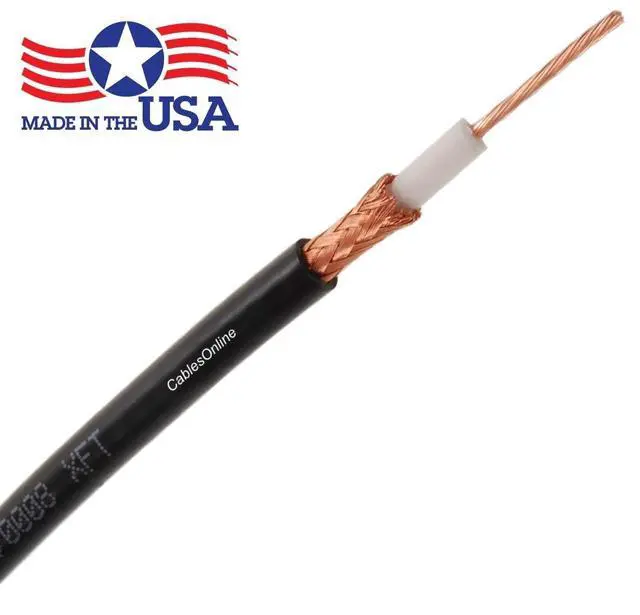 Alt view image 3 of 3 - CablesOnline, 50ft. RG8X (Mini-RG8) 50-Ohm 16-AWG Bare-Copper Made-in-The-USA Bulk Coax Cable, Black, R8X-050