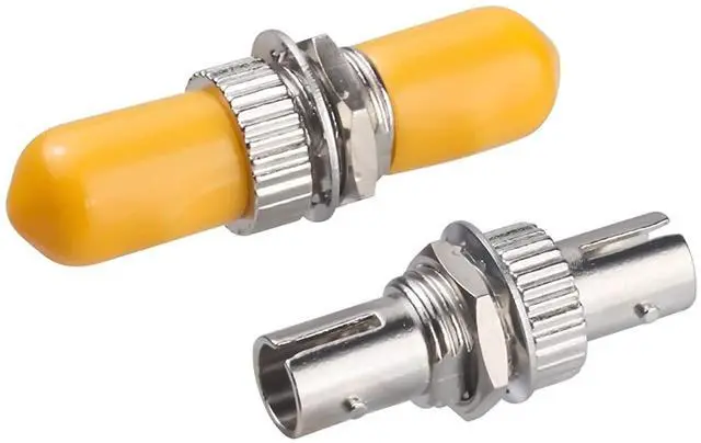 Alt view image 3 of 7 - 100-Pack ST Fiber Optical Couplers Adapter Cable Barrel Connector ST to ST Bulkhead Fiber Coupler Singlemode, Yellow Cap