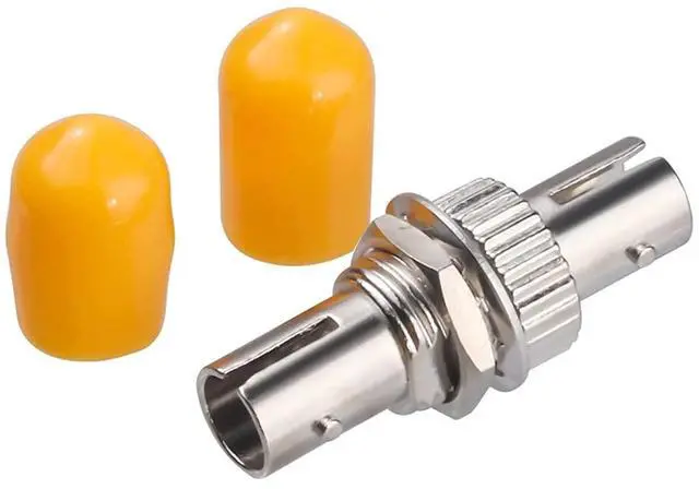 Alt view image 2 of 7 - 100-Pack ST Fiber Optical Couplers Adapter Cable Barrel Connector ST to ST Bulkhead Fiber Coupler Singlemode, Yellow Cap