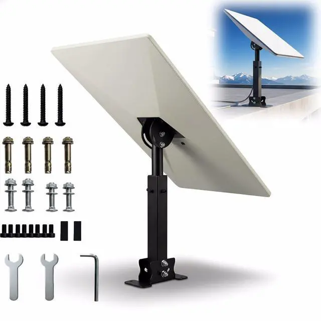 Main image of Starlink Mount, for Standard 4/4X/Gen 3 Dish, Adjustable Telescoping Roof Bracket with 360° Rotating Pole, Dual Angle Top and Base Adjustment, Heavy Duty Metal Starlink Mounting Kit