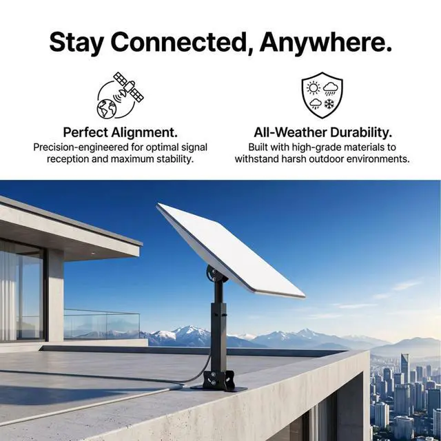 Alt view image 3 of 6 - Starlink Mount, for Standard 4/4X/Gen 3 Dish, Adjustable Telescoping Roof Bracket with 360° Rotating Pole, Dual Angle Top and Base Adjustment, Heavy Duty Metal Starlink Mounting Kit
