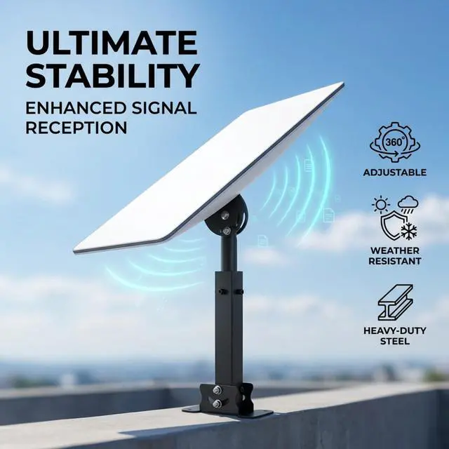 Alt view image 6 of 6 - Starlink Mount, for Standard 4/4X/Gen 3 Dish, Adjustable Telescoping Roof Bracket with 360° Rotating Pole, Dual Angle Top and Base Adjustment, Heavy Duty Metal Starlink Mounting Kit