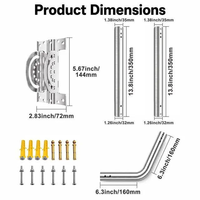 Alt view image 5 of 7 - Universal Heavy Duty 430 Stainless Steel Antenna Mount & Mast J-Pole Bracket for Outdoor Antennas, Starlink, Weather Stations, WiFi Extenders, 1.38" Diameter (Slive - 40'')