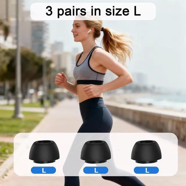 Alt view image 6 of 7 - Replacement Ear Tips for AirPods Pro 3 (2025), Soft Memory Foam Eartips for AirPods Pro 3rd Generation, No Silicone Pressure, Anti-Slip Design, Fits Charging Case, 3 Pairs (L, Black)