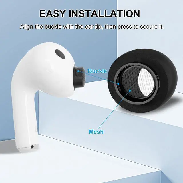 Alt view image 4 of 7 - Replacement Ear Tips for AirPods Pro 3 (2025), Soft Memory Foam Eartips for AirPods Pro 3rd Generation, No Silicone Pressure, Anti-Slip Design, Fits Charging Case, 3 Pairs (L, Black)