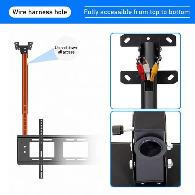 Alt view image 5 of 7 - Ceiling tv Mount for 55-86 inch Flat Screen Displays, Height Adjustable,Tilt Ceiling Mount TV Bracket, Hanging tv Mount Holds up to 154lbs, Max VESA 900x600mm (Single Screen)
