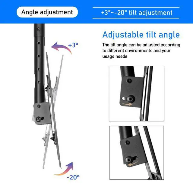 Alt view image 6 of 7 - Ceiling tv Mount for 55-86 inch Flat Screen Displays, Height Adjustable,Tilt Ceiling Mount TV Bracket, Hanging tv Mount Holds up to 154lbs, Max VESA 900x600mm (Single Screen)