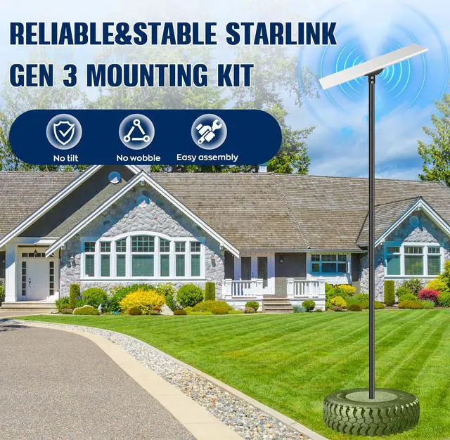 Alt view image 7 of 7 - 7.5FT Starlink Mount Kit for Standard 4/4X/Gen 3 for Backyard Outdoors | Starlink Gen 3 Pole Mount Kit, 7.5FT Starlink Ground Pole Mount Gen 3 with Pipe Adapter, Starlink Mounting Kit