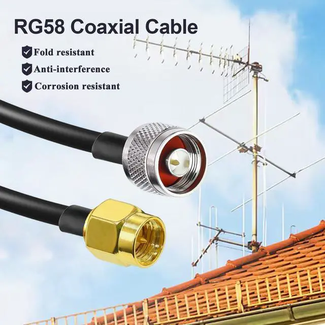 Alt view image 3 of 6 - RG58 SMA Male to N Male Coax Cable 33.3ft(10M) Extension Cable 1PCS | SMA N Coax Cable RG58 Low Loss Extension Coaxial Jumper SMA Male to N Male 50ohm for 3G 4G LTE WiFi Antenna Wireless Network