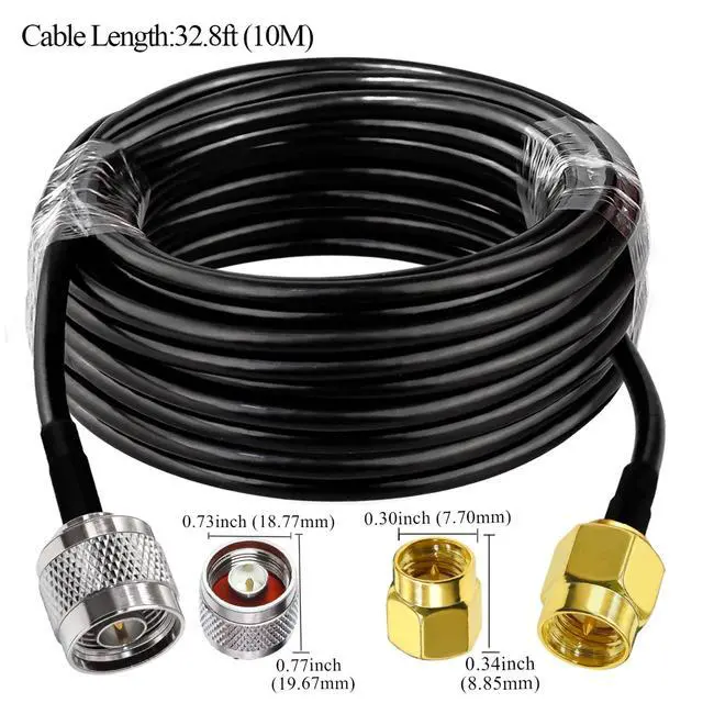 Alt view image 4 of 6 - RG58 SMA Male to N Male Coax Cable 33.3ft(10M) Extension Cable 1PCS | SMA N Coax Cable RG58 Low Loss Extension Coaxial Jumper SMA Male to N Male 50ohm for 3G 4G LTE WiFi Antenna Wireless Network