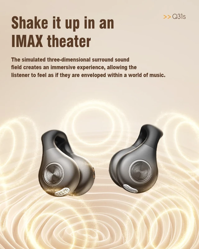 Alt view image 3 of 7 - Open Ear Headphones, Clip On Earbuds Mini Air Conduction Headphones (Black) IPX6 Waterproof Bluetooth Earbuds, Bluetooth 5.3 Ear Clip Earphones for Running Walking, Workout