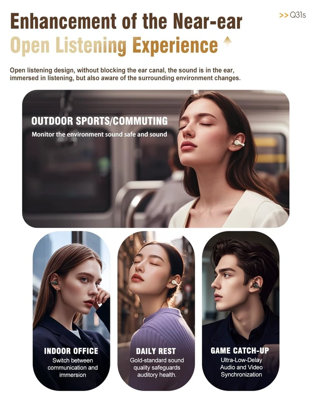 Alt view image 7 of 7 - Open Ear Headphones, Clip On Earbuds Mini Air Conduction Headphones (Black) IPX6 Waterproof Bluetooth Earbuds, Bluetooth 5.3 Ear Clip Earphones for Running Walking, Workout