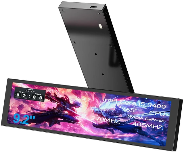 Main image of 9.2" PC Case Screen for CPU GPU Temperature, 1920x462 IPS Hardware Sensor Panel Monitor, USB-C / 9-pin Computer Secondary Monitor with Customizable Themes, Window Only