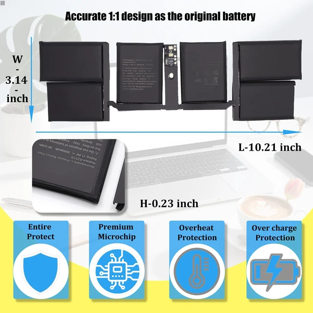 Alt view image 5 of 7 - A2442 A2519 Battery Replacement for MacBook Pro 14 Inch A2442 (Late 2021) EMC 3650 MKGP3LL/A MKGQ3LL/A MKGR3LL/A MKGT3LL/A Series Laptop, 66.12Wh