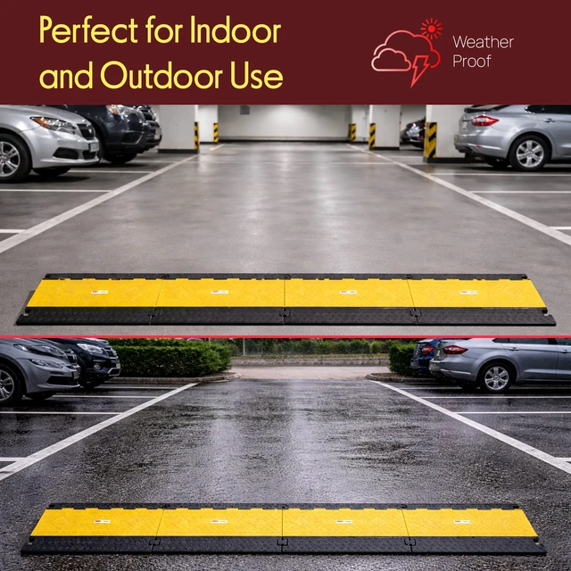 Alt view image 7 of 7 - Durable Cable Protective Ramp Cover - Supports 33000lbs Five Channel Heavy Duty Cord Protection w/Flip-Open Top Cover, 31.5 x 17.5 x 1.77 Cable Concealer for Indoor Outdoor Use PCBLCO109