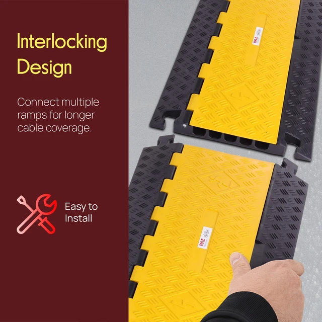 Alt view image 6 of 7 - Durable Cable Protective Ramp Cover - Supports 33000lbs Five Channel Heavy Duty Cord Protection w/Flip-Open Top Cover, 31.5 x 17.5 x 1.77 Cable Concealer for Indoor Outdoor Use PCBLCO109