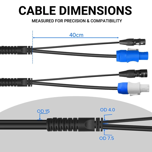 Alt view image 6 of 7 - 5 Pin DMX & Power Combo Link Cable 25 ft, 14AWG True DMX512 Signal, 116 Optimized Impedance, Power and Data in One Cable, Fixture Linking