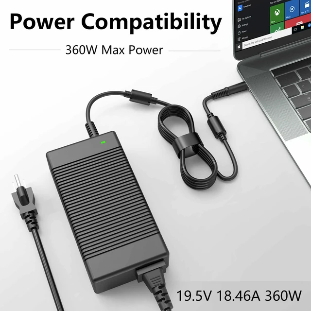 Alt view image 6 of 7 - 360W 18.46A 19.5V DA360PM230 AC Charger for Dell Alienwar M18 R2 Alienwar X16 R2 Alienwar x51 M18x Area-51m R1 R2 P45E P48E P38E Gaming Laptop Power Supply Adapter Cord