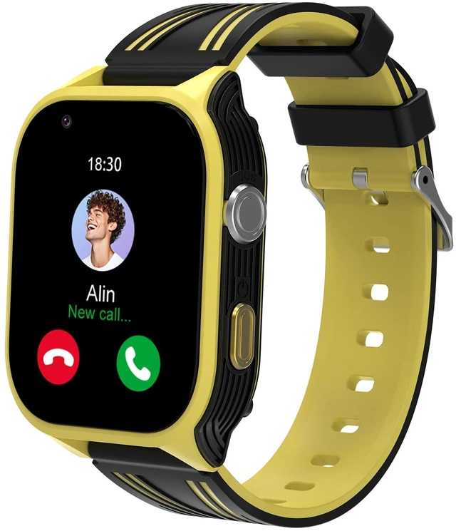 Main image of 4G Kids Smart Watch with GPS Tracker, Video Call & SOS, Waterproof Smartwatch Phone with SIM Card Slot, Whatsapp, Voice Chat & Camera, Birthday Gift for Boys and Girls Age 4-12, Yellow