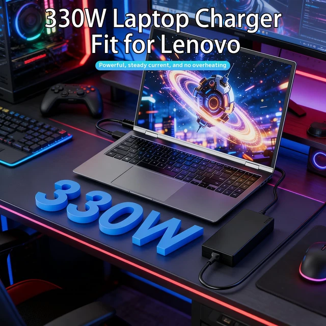 Alt view image 7 of 7 - 330W Slim GaN Charger Fit for Lenovo Legion Pro Gaming Laptop 20V 16.5A 20V 16.5A Fast Charging Slim Design Stable Power Multiple Protection Fits RTX 4070 4080 4090 Gaming Laptops