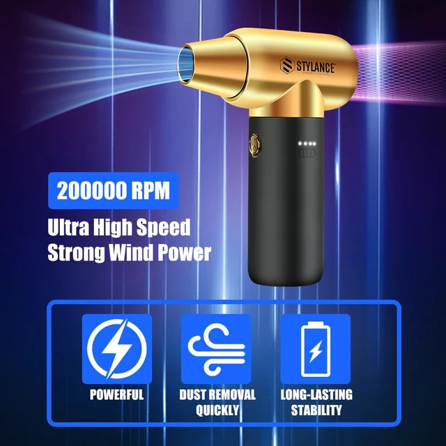 Alt view image 4 of 7 - Compressed Air Duster,110000RPM Electric Air Duster, Mini Blower Jet Dry Blower for Computer, Keyboard, Car, Home, Outdoor Cleaning, Type-C (Gold)