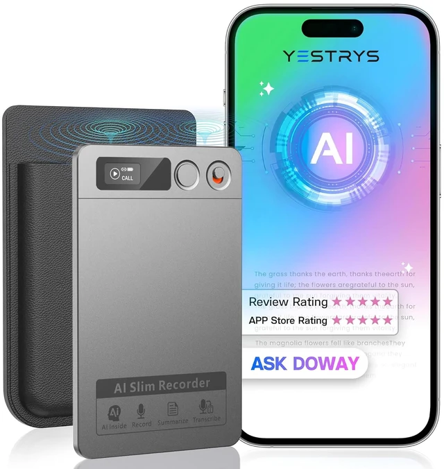 Main image of AI Voice Recorder, Note Voice Recorder - Transcribe & Summarize, AI Noise Cancellation Technology, Supports 152 Languages, 64GB APP Control Audio Recorder for Lectures, Meetings, Calls, MatteGray