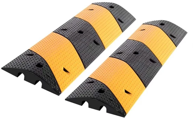 Main image of 2 Pack Rubber Cable Ramp Hose Cable Protector Ramp 2 Channel 88000Lbs Load Capacity Traffic Speed Bump Wires Power Lines Extension Cord Cover for Indoor Outdoor