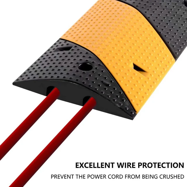 Alt view image 3 of 7 - 2 Pack Rubber Cable Ramp Hose Cable Protector Ramp 2 Channel 88000Lbs Load Capacity Traffic Speed Bump Wires Power Lines Extension Cord Cover for Indoor Outdoor