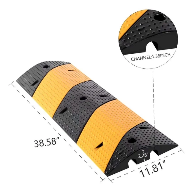 Alt view image 2 of 7 - 2 Pack Rubber Cable Ramp Hose Cable Protector Ramp 2 Channel 88000Lbs Load Capacity Traffic Speed Bump Wires Power Lines Extension Cord Cover for Indoor Outdoor