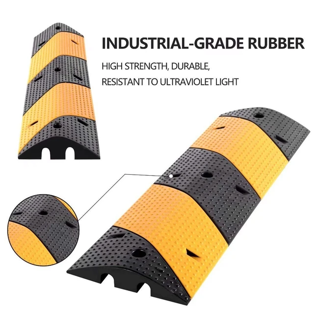 Alt view image 6 of 7 - 2 Pack Rubber Cable Ramp Hose Cable Protector Ramp 2 Channel 88000Lbs Load Capacity Traffic Speed Bump Wires Power Lines Extension Cord Cover for Indoor Outdoor