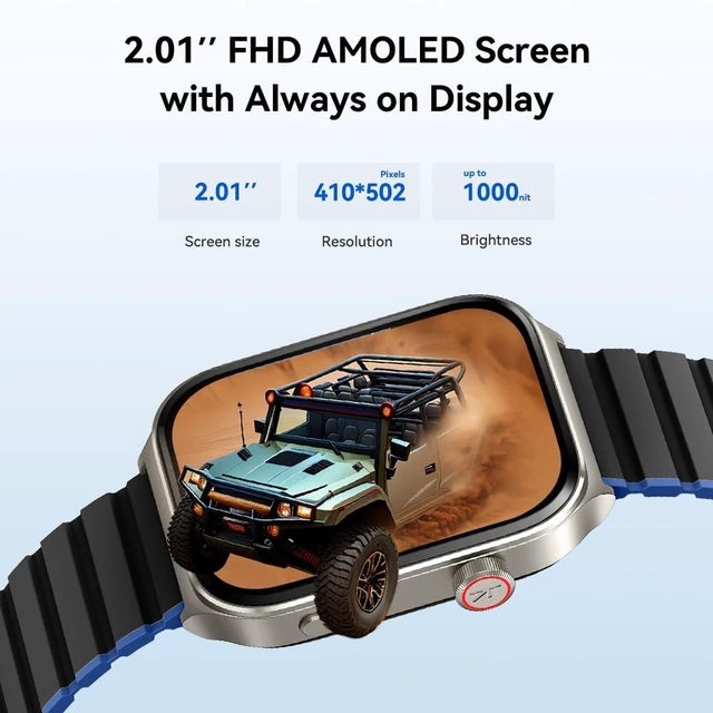 Alt view image 2 of 7 - Smartwatch for Men Women(Answer/Make Call), Smart Watches Compatible with Android & iPhone, 2.01'' AMOLED Display Fitness Tracker Watch with Alexa, Heart Rate/Sleep/SpO2 Monitor, 3ATM Waterproof