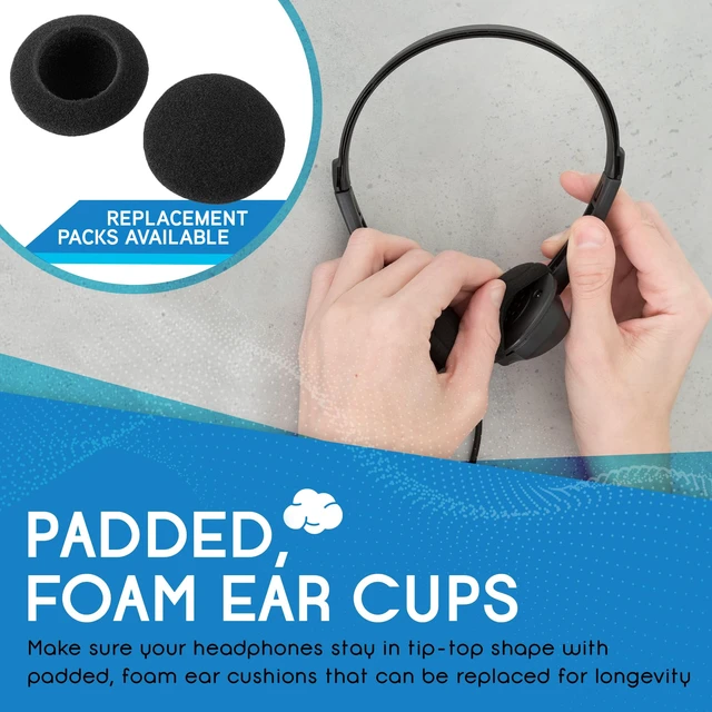 Alt view image 4 of 7 - Over-Ear Kids' Stereo Headphones with 3.5 mm. Audio Jack and 4'3" Cord, Adjustable Stereo School Headphones for Kids, Pack of 20, Black