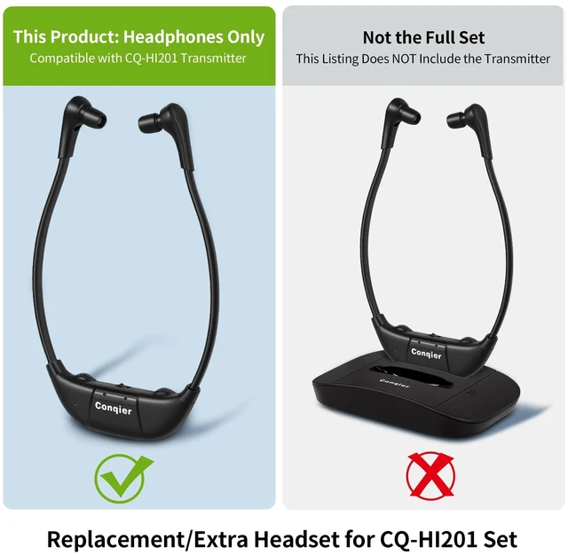 Alt view image 2 of 7 - Replacement Headphone Receiver Compatible with CQ-HI201 TV Headset Extra Headset for TV Headphones for Seniors, Receiver Only, Transmitter Not Included