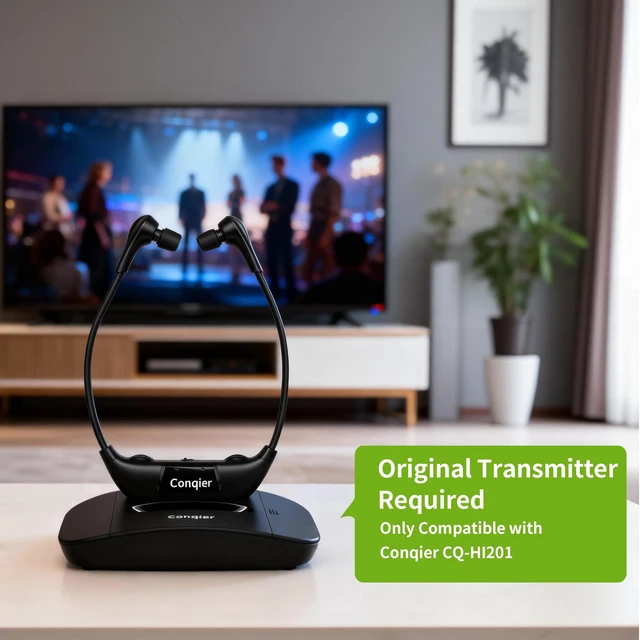 Alt view image 3 of 7 - Replacement Headphone Receiver Compatible with CQ-HI201 TV Headset Extra Headset for TV Headphones for Seniors, Receiver Only, Transmitter Not Included