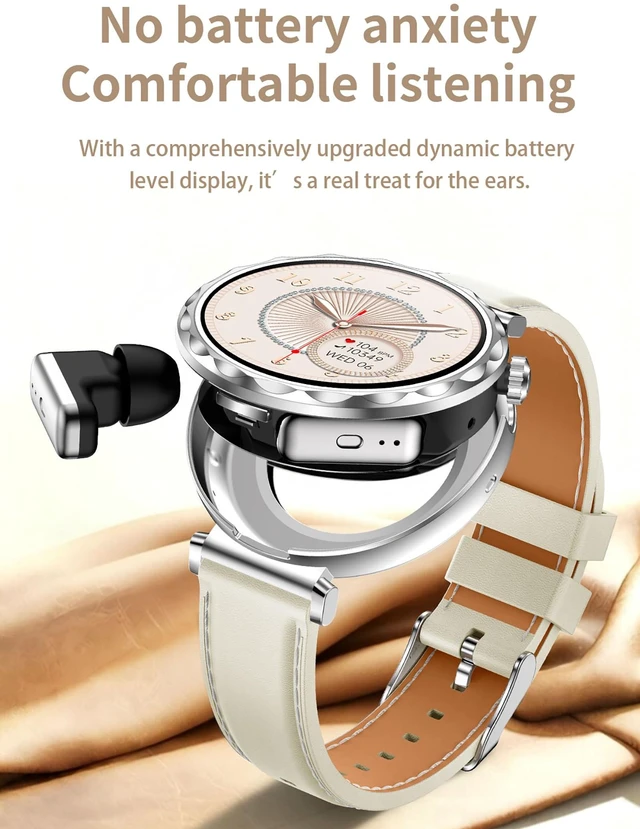 Alt view image 5 of 7 - Smart Watch with Earbuds,1.43" AMOLED Screen,2 in 1 Smart Watches for Women,Waterproof Fitness Tracker Watch with Wireless Earphone Compatible for Android iOS with Sports Monitor Sleep