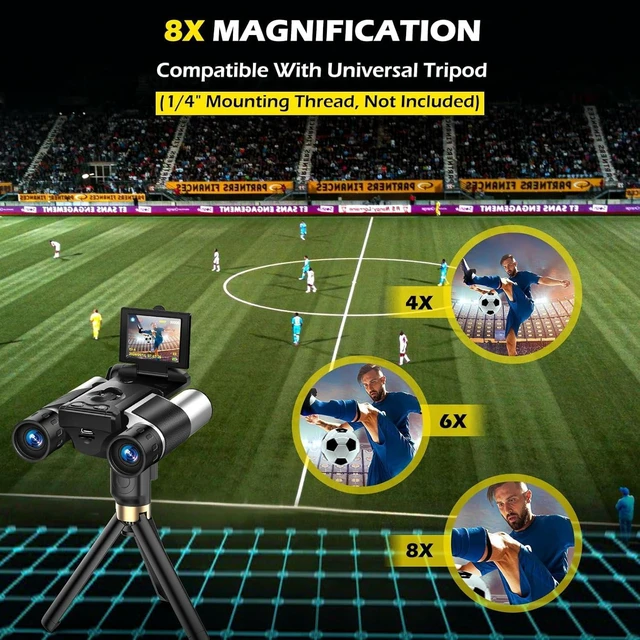 Alt view image 5 of 6 - 2 Inch Camera Binoculars 10x Optical 8X Digital Zoom for Adults Built-in photo video function with 40MP & 2.5K resolution, equipped with 32GB card for outdoor use