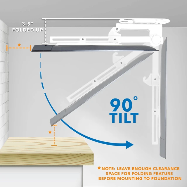 Alt view image 4 of 7 - Fold-Up Ceiling TV Mount for 2355 Inch TVs, Space-Saving Flip Down Bracket for Flat & Slanted Ceilings, Retractable Adjustable Tilt & Swivel Mount, VESA up to 400x400, 44 lbs, White