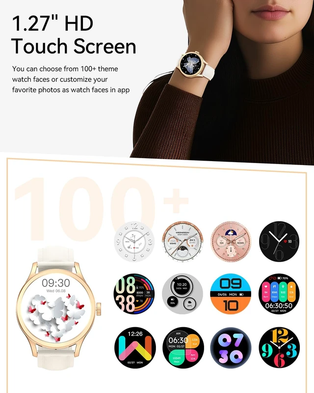 Alt view image 3 of 7 - Smart Watches for Women, Fitness Tracker Smartwatch for Android Phones/iPhone Compatible,1.27" Womens Watch with Blood Oxygen Monitor, Calls and Messages/Heart Rate/Sleep/Female Cycle(2 Watch Bands