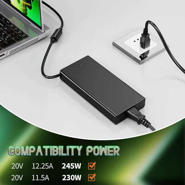Alt view image 5 of 6 - Slim 245W AC Charger for Lenovo Legion Pro 5 16IAX10H RTX5070Ti 16" Legion 5 15IRX10 RTX 5060 LOQ 17IRX10 Yoga Pro 9 16IAH10 Legion 7 16IAX10 ADL245SDC3A ADL245SLC3A Laptop Power Adapter