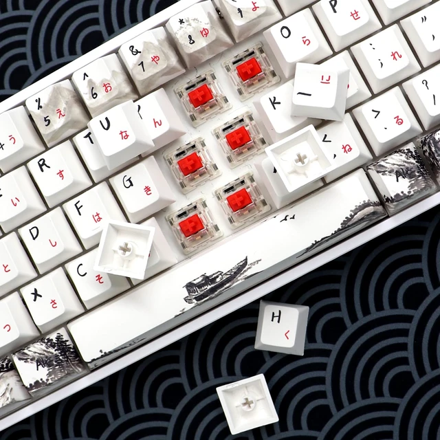 Alt view image 2 of 7 - GK68 68-Key RGB Backlit Gaming Keyboard with Plum Blossom Keycaps, Hot Swappable Red Mechinery Switches, Triple Mode Connection with Knob Mechanical Keyboard for Win/Mac OS