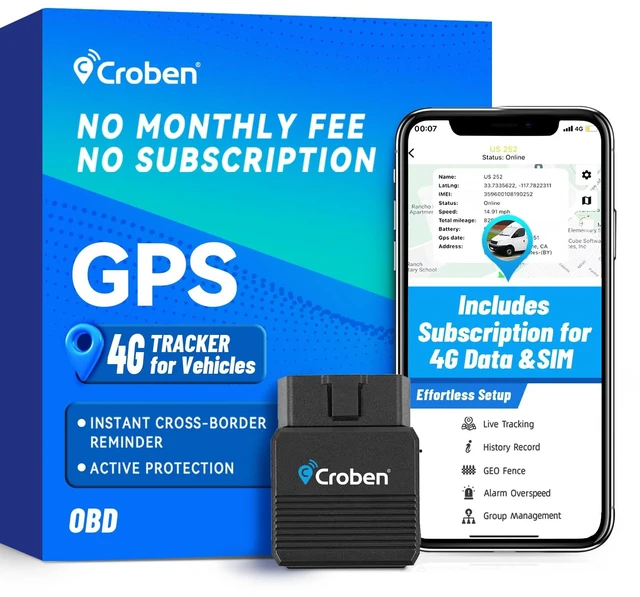 Main image of GPS Tracker for Vehicles No Monthly Fee No Subscription Real-Time Tracking 4G SIM & Data Included,OBD,Geofence,Trip & Route History, Overspeed Alarm,for Fleets & Families(3 Years)