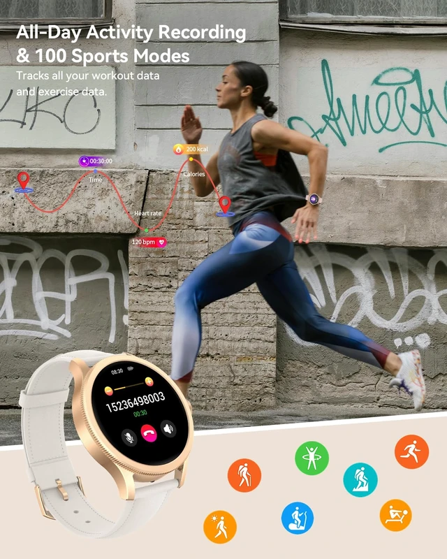 Alt view image 6 of 7 - Smart Watches for Women, Fitness Tracker Smartwatch for Android Phones/iPhone Compatible,1.27" Womens Watch with Blood Oxygen Monitor, Calls and Messages/Heart Rate/Sleep/Female Cycle(2 Watch Bands